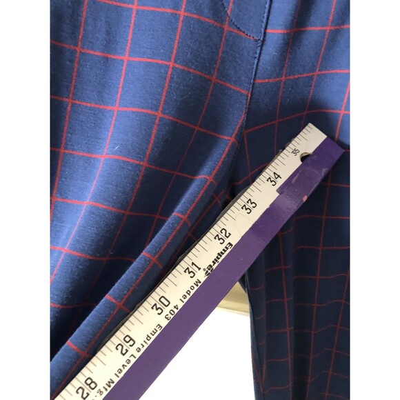 Betabrand Dress Pant Yoga Pants Blue Grid Plaid Size L Bootcut Stretch Work - Picture 6 of 8